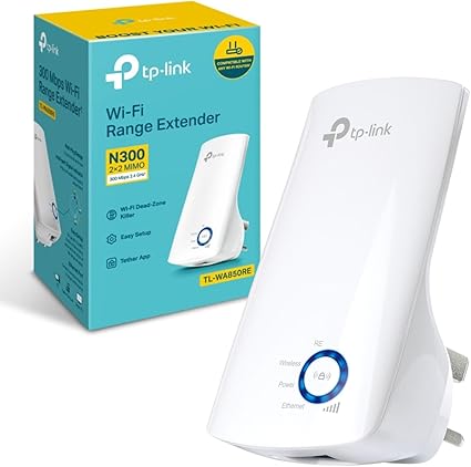 TP-Link TL-WA850RE N300 Universal Range Extender, Broadband/Wi-FI Extender, Wi-FI Booster/Hotspot with 1 Ethernet Port, Plug and Play, Built-in Access Point Mode, UK Plug, White
