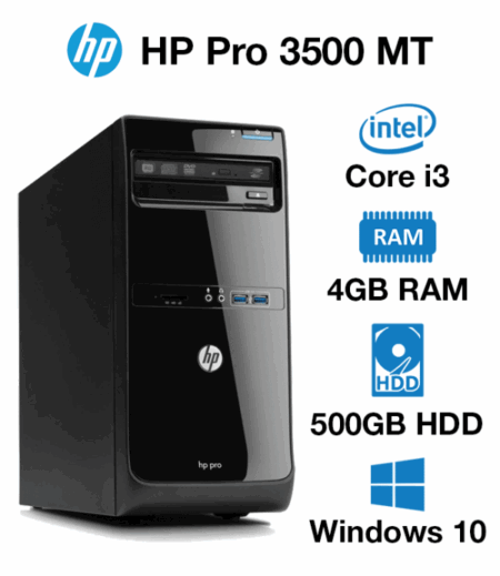 HP Pro 3500 i3, Ram 4 Go, HDD 500Go+Ecran 19 pouces