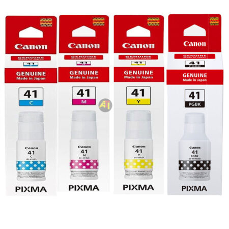 CANON GI-41 Original – Pack de 4 Bouteilles d’encre de recharge Pour Canon Pixma Ecotank – (Noir : 135ml | Couleurs 70ml) – 7700 Pages