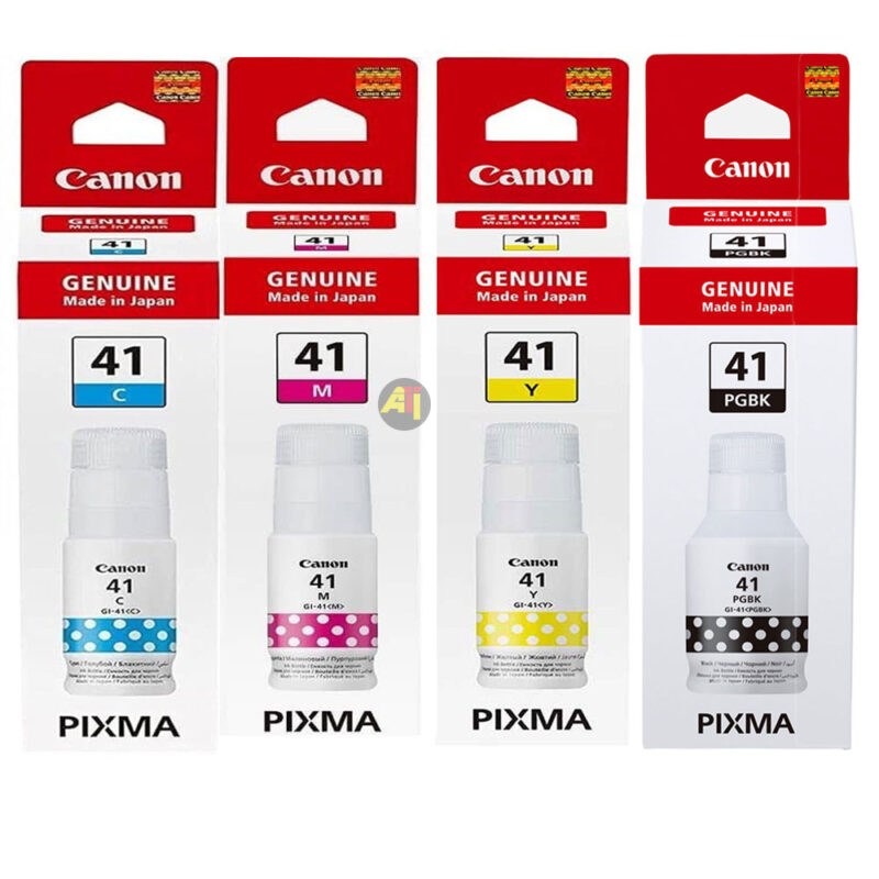 CANON GI-41 Original – Pack de 4 Bouteilles d’encre de recharge Pour Canon Pixma Ecotank – (Noir : 135ml | Couleurs 70ml) – 7700 Pages